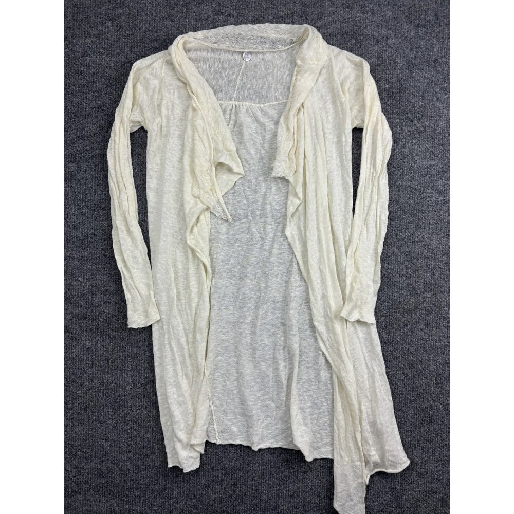 Margaret O'Leary Cardigan Sweater Womens 1 White Open Front Lightweight Knit